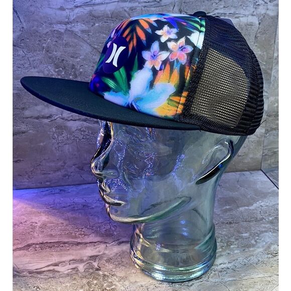 Hurley Men's Balboa Trucker Hat Black Multicolor Tropical Snapback One Size - Picture 4 of 10